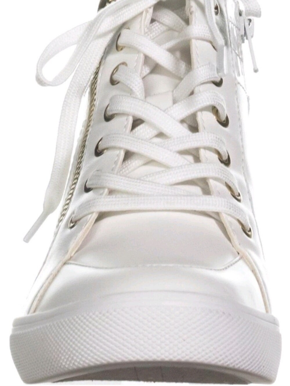 * Aldo Women's Kaia Hidden Wedge Zipper Fashion Sneakers White Size 11 - Picture 4 of 12